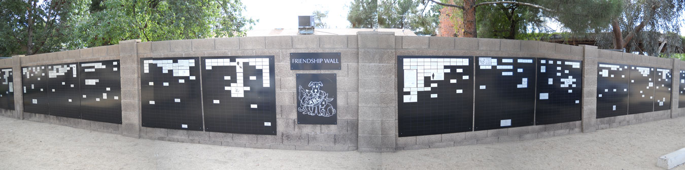 The friendship wall at the ABC Shelter in North Phoenix, Arizona