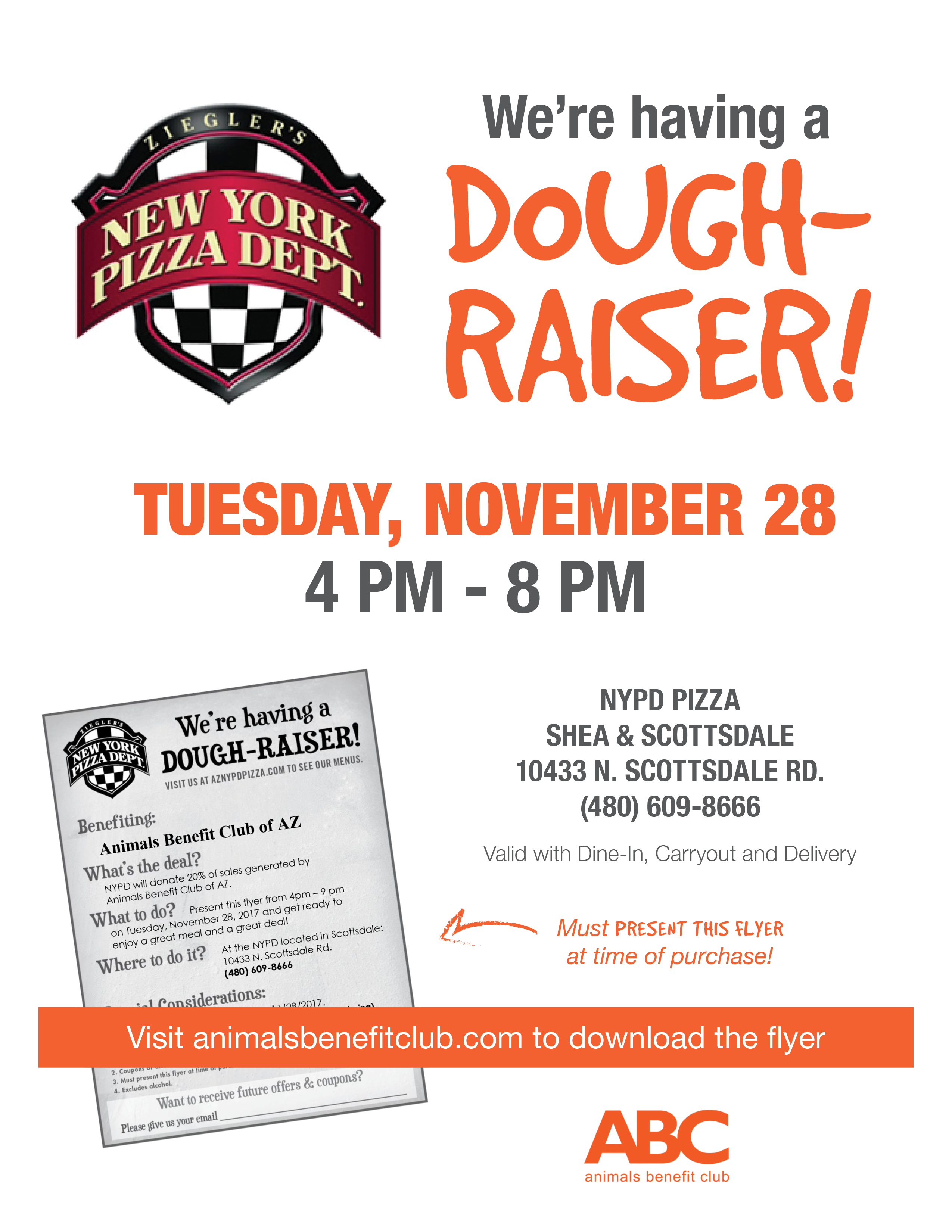 NYPD Pizza Fundraiser on November 28